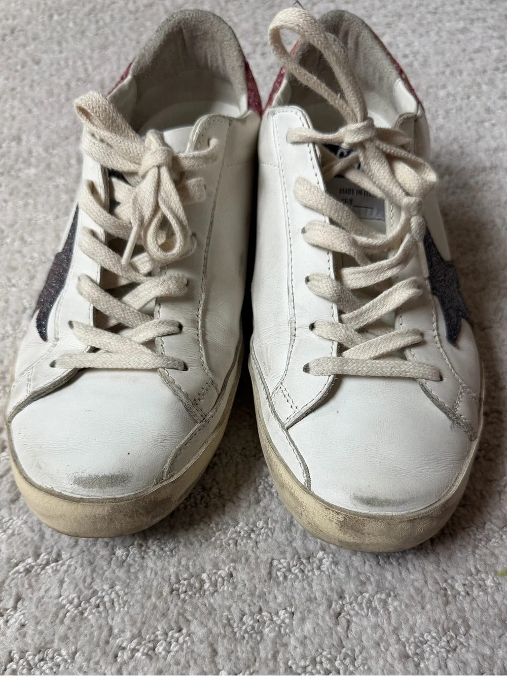 Golden Goose Superstar Distressed Glittered Sneakers ⭐️